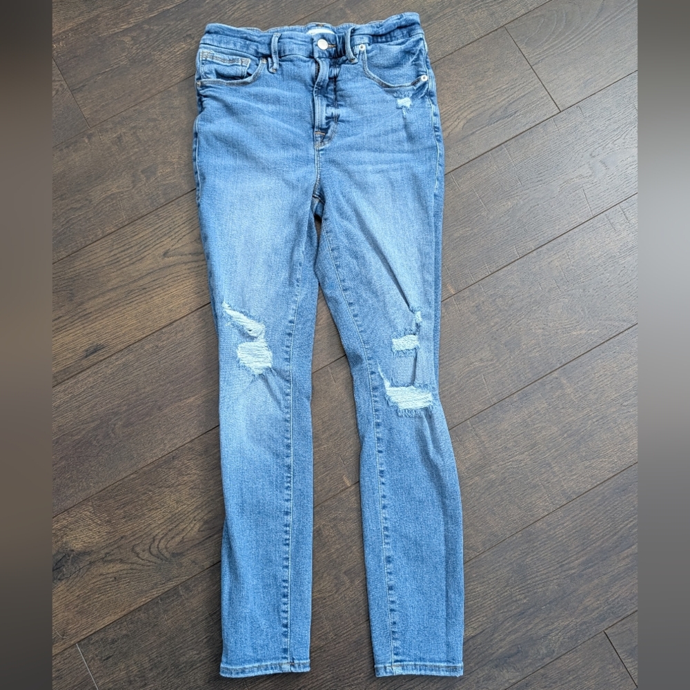 Good American Blue Distressed Jeans | Size: 8/29
